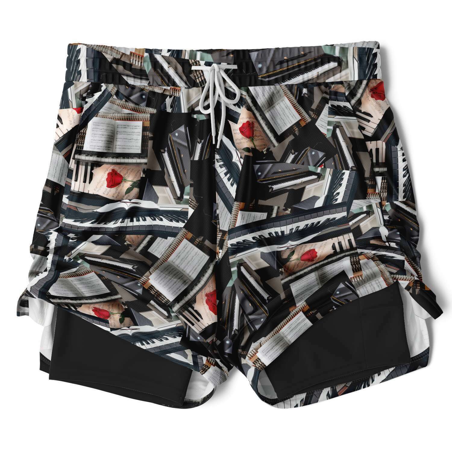 Piano Flower 2-In-1 Shorts