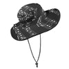 Black Music Notes Wide Brim Bucket Hat