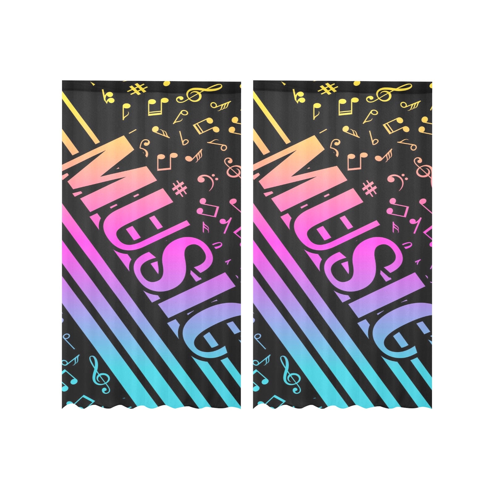 Rainbow MUSIC Gauze Curtain 28"x63" (Two Pieces)