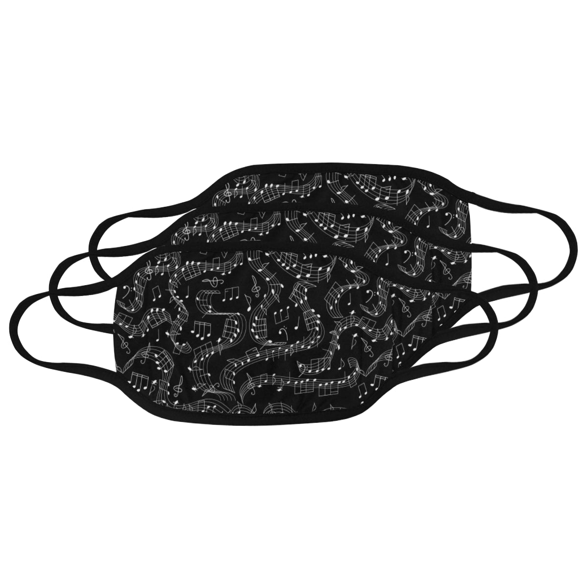 Music Notes Black Pattern Mask