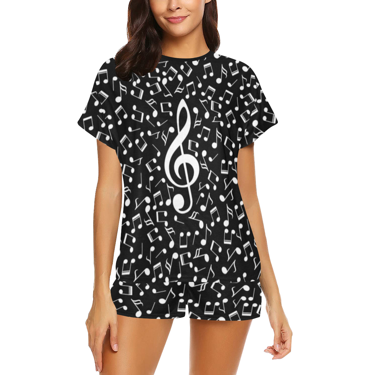Musical Notes Black Pajama Set - S - { shop_name }} - Review