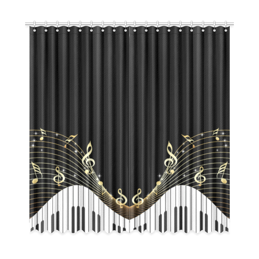 Piano Keys And Music Notes Window Curtain