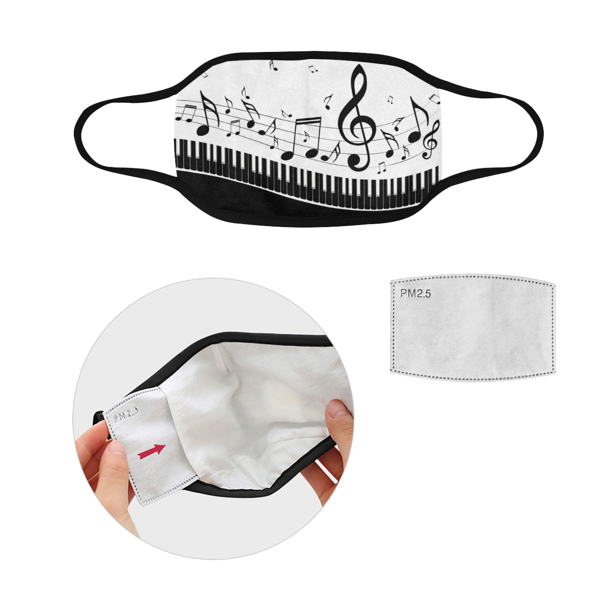 Piano Keys With Musical Notes Mask