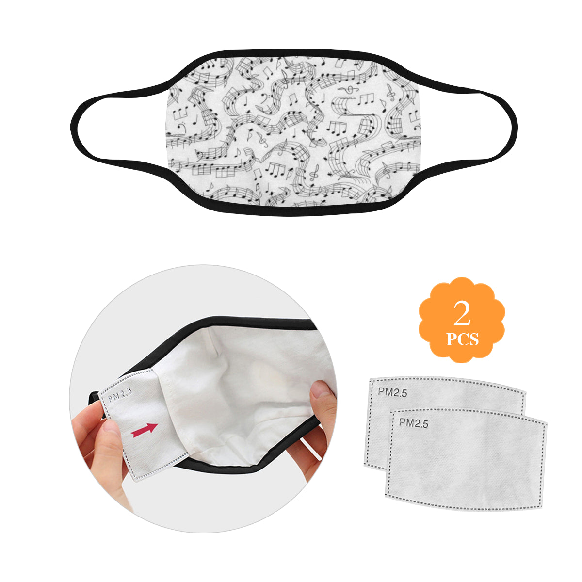 Musical Notes White Mask