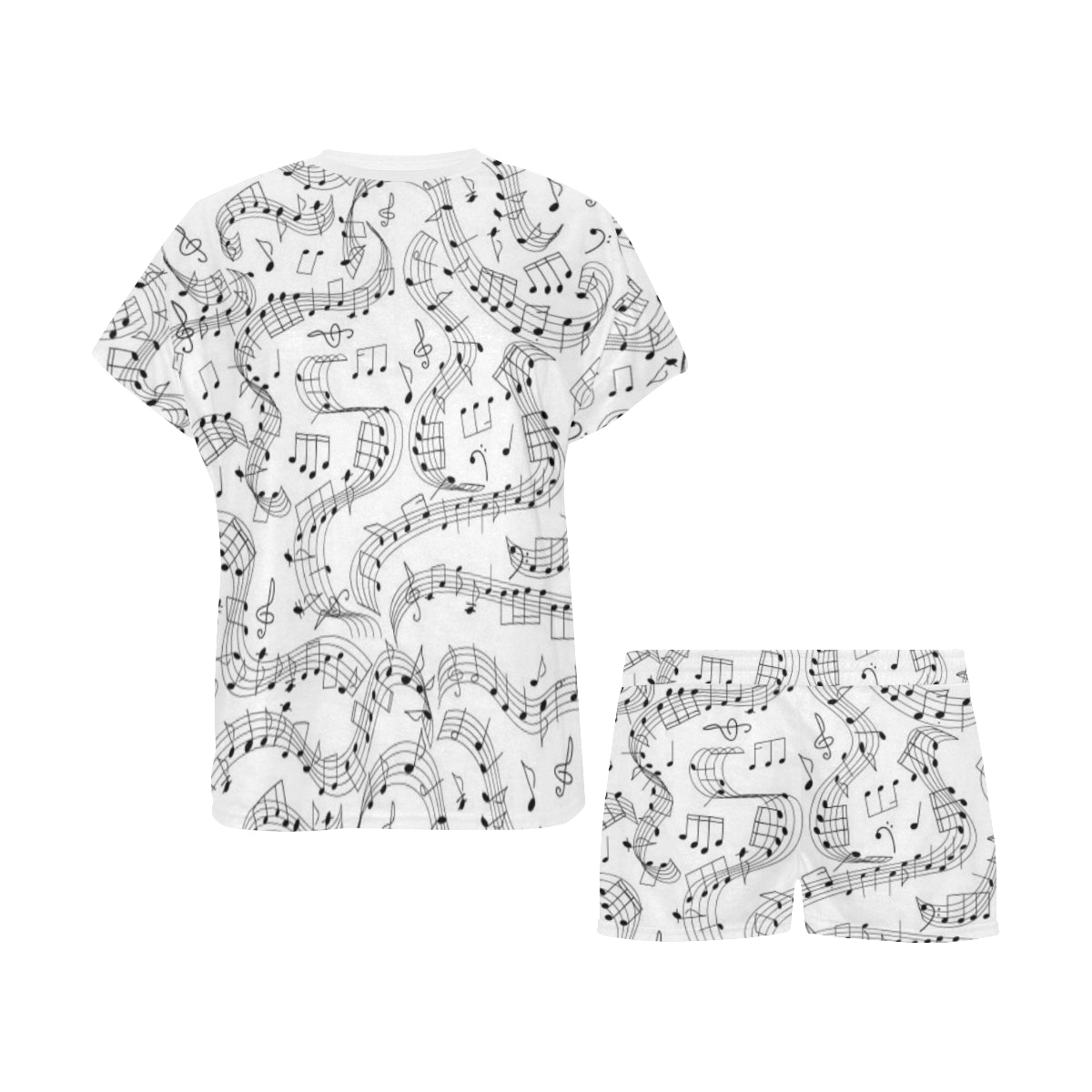 Music Notes Swirl White Pajama Set