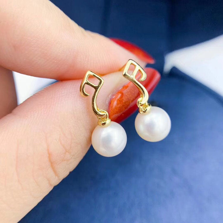 Music Notes Pearl Earrings Set