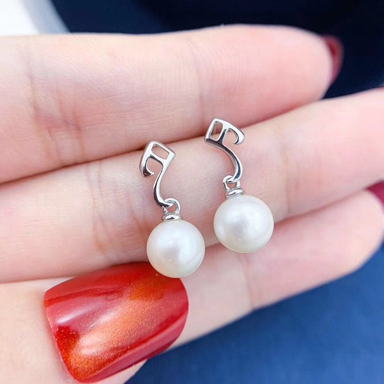 Music Notes Pearl Earrings Set