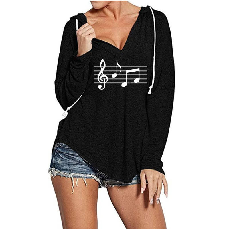 Music Scores V-Neck Hoodie