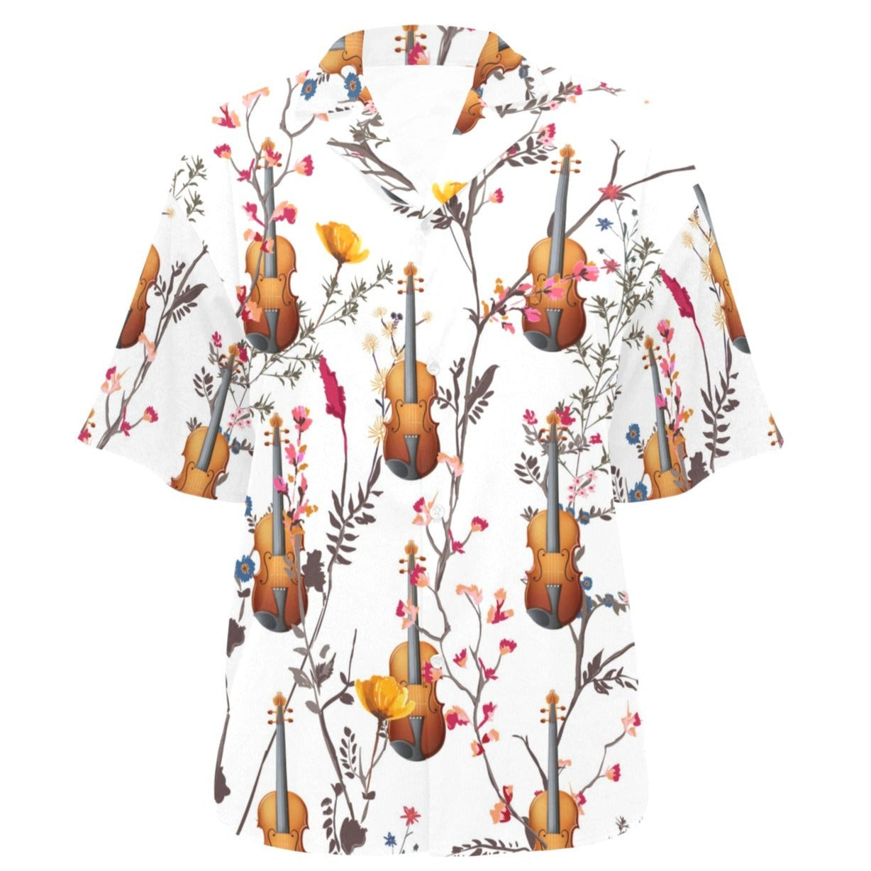 Violin Flowers Hawaiian Shirt