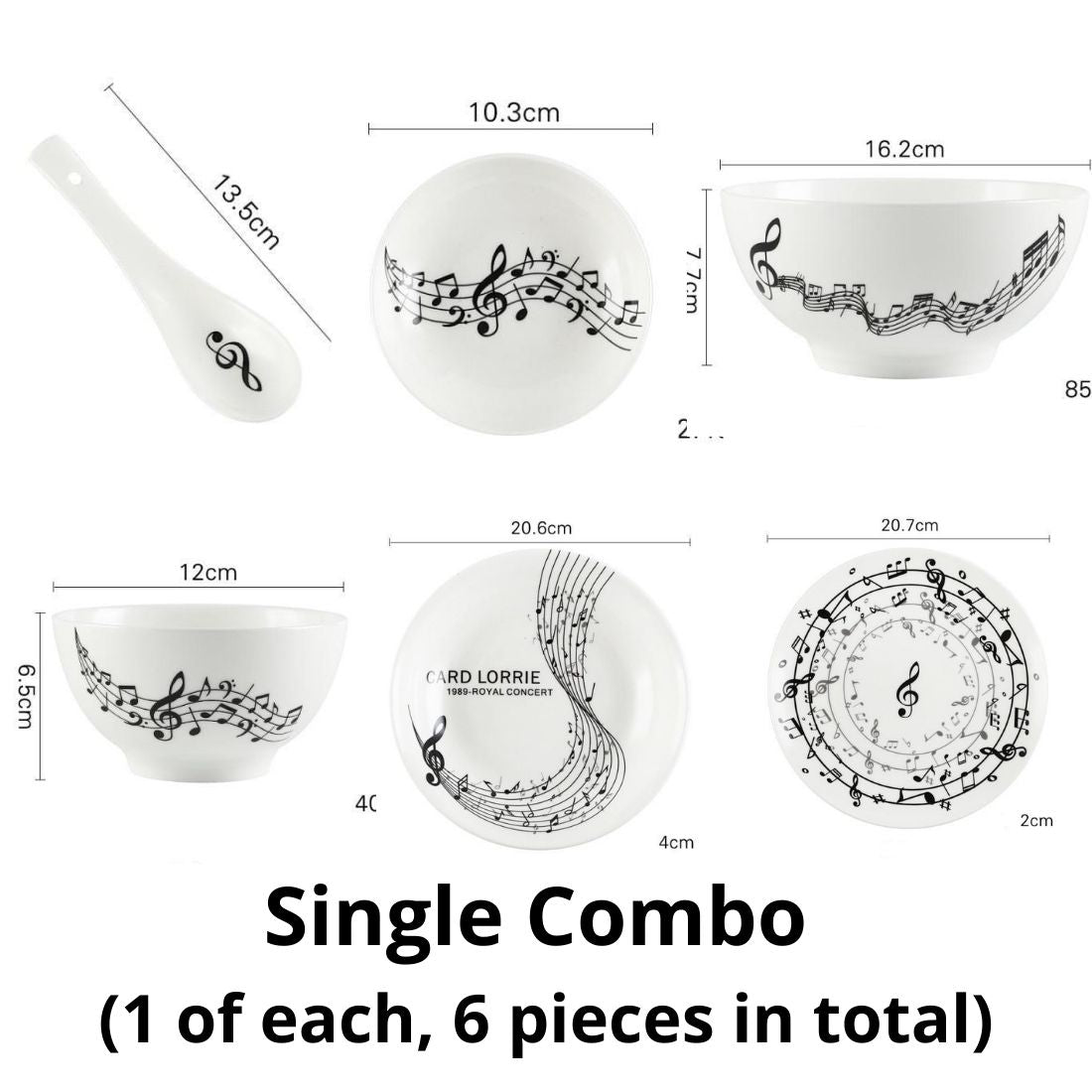 Music Note White Plate & Bowl