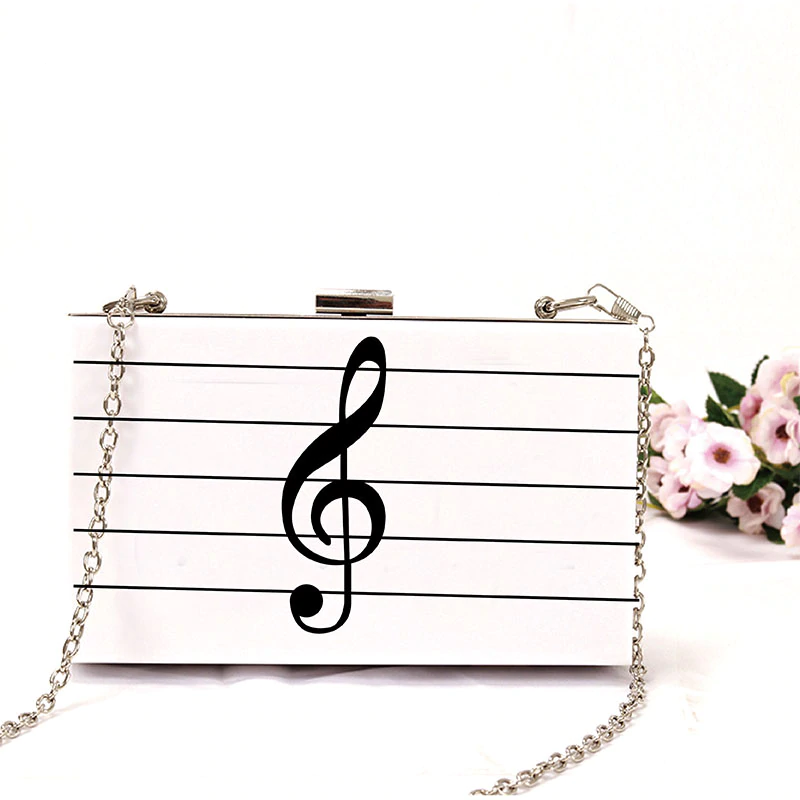 Music Notes White Women's Bag