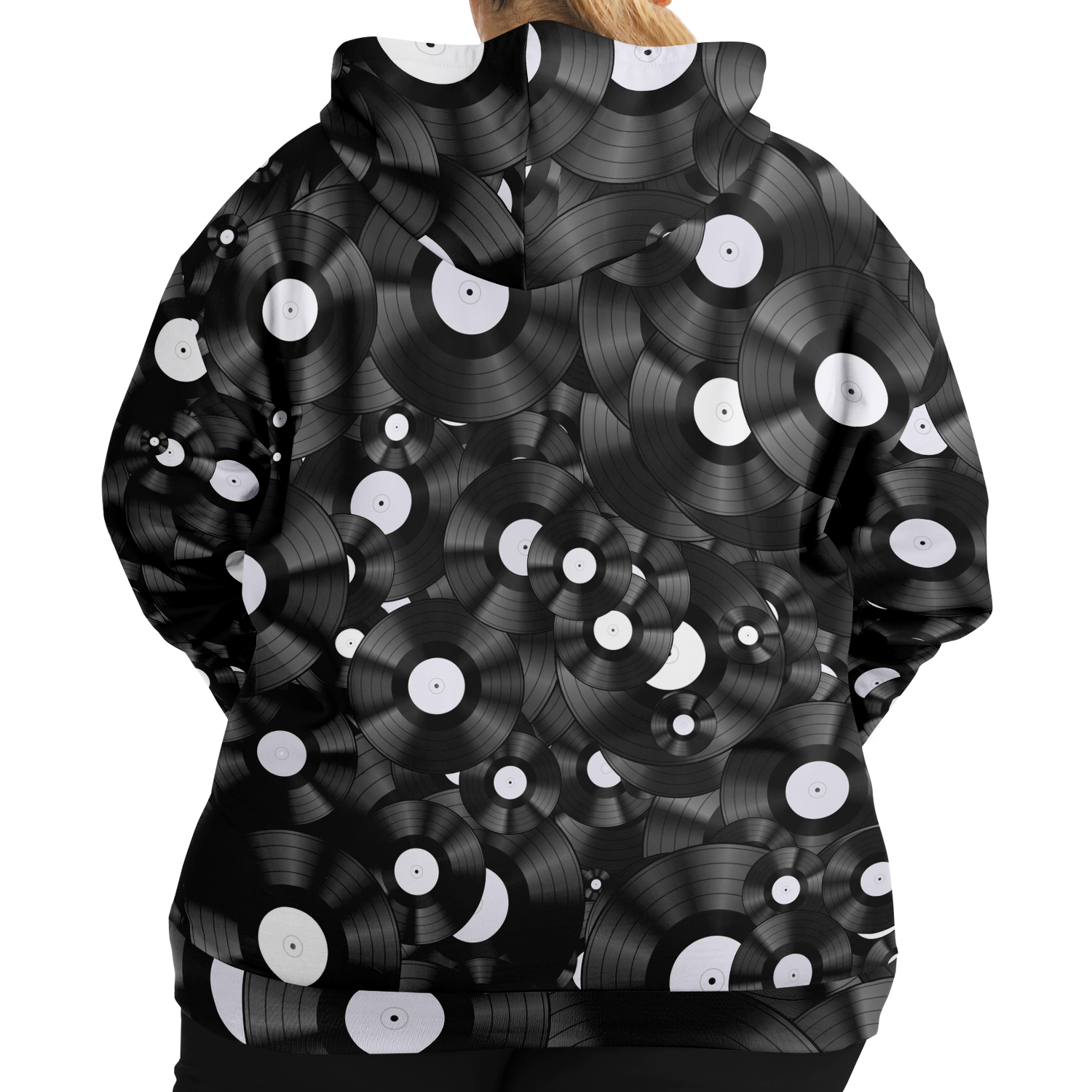 Vinyl Pattern Plus-Size Zip Hoodie