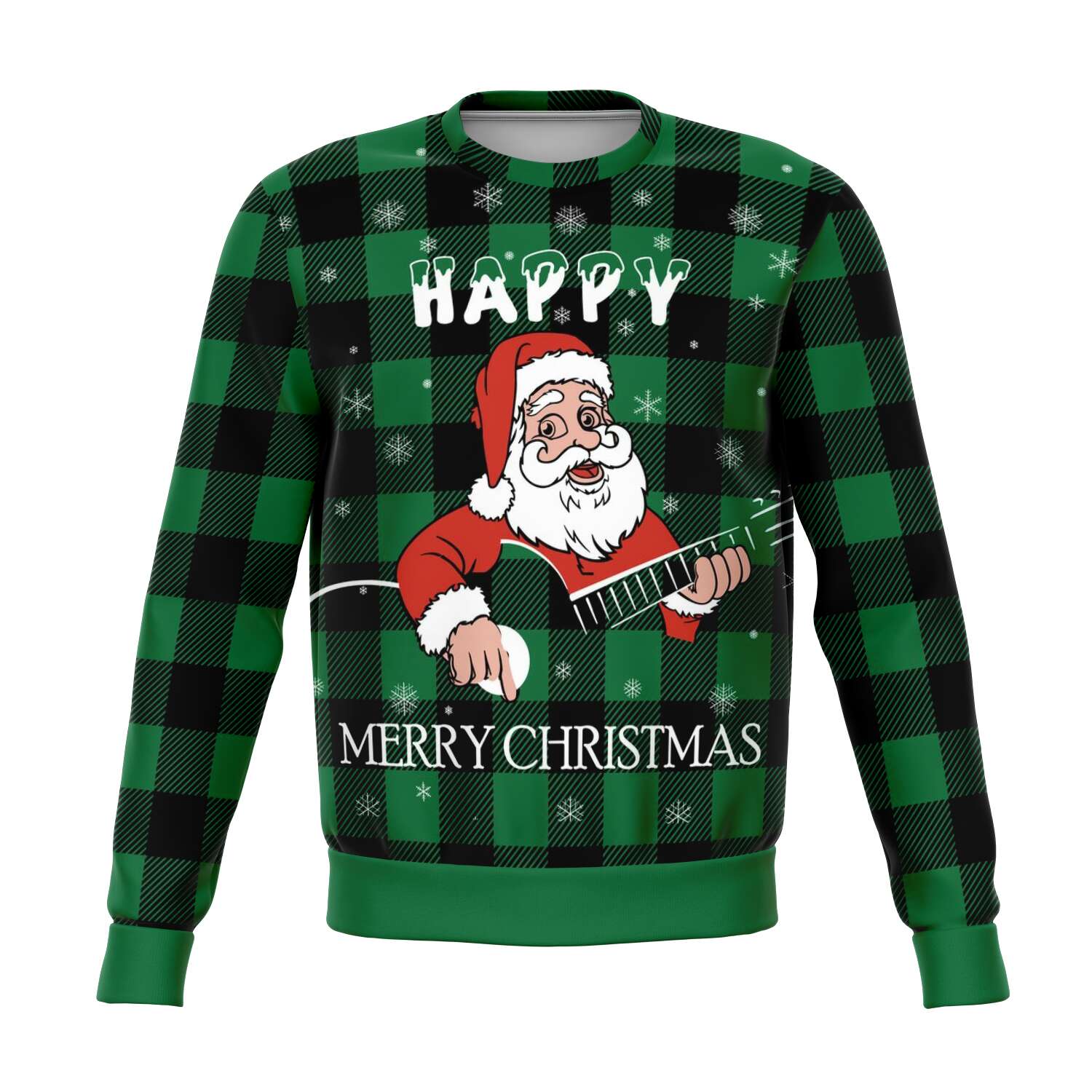 Santa Claus Playing Guitar Green Sweatshirt