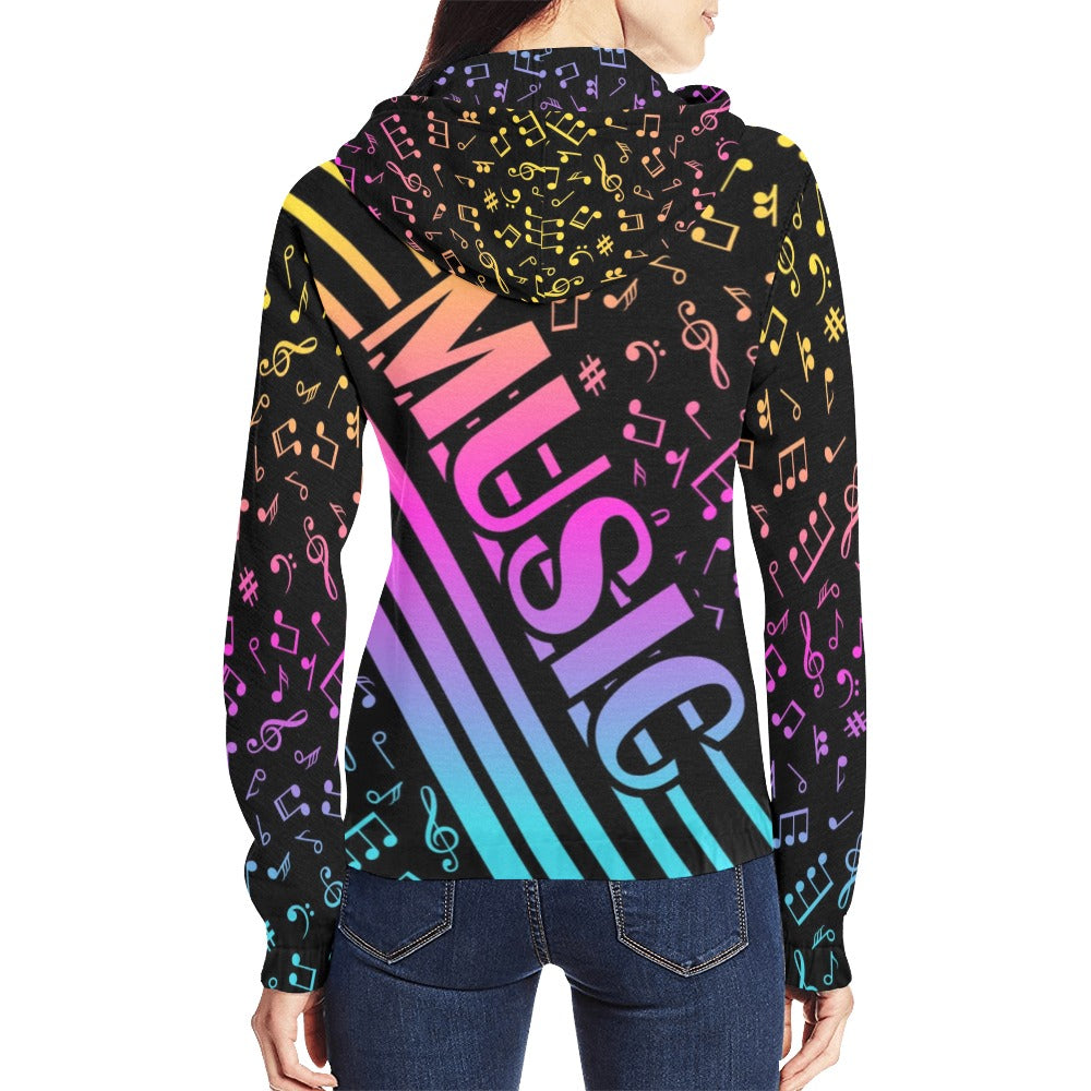 Color Music Notes Zip Hoodie