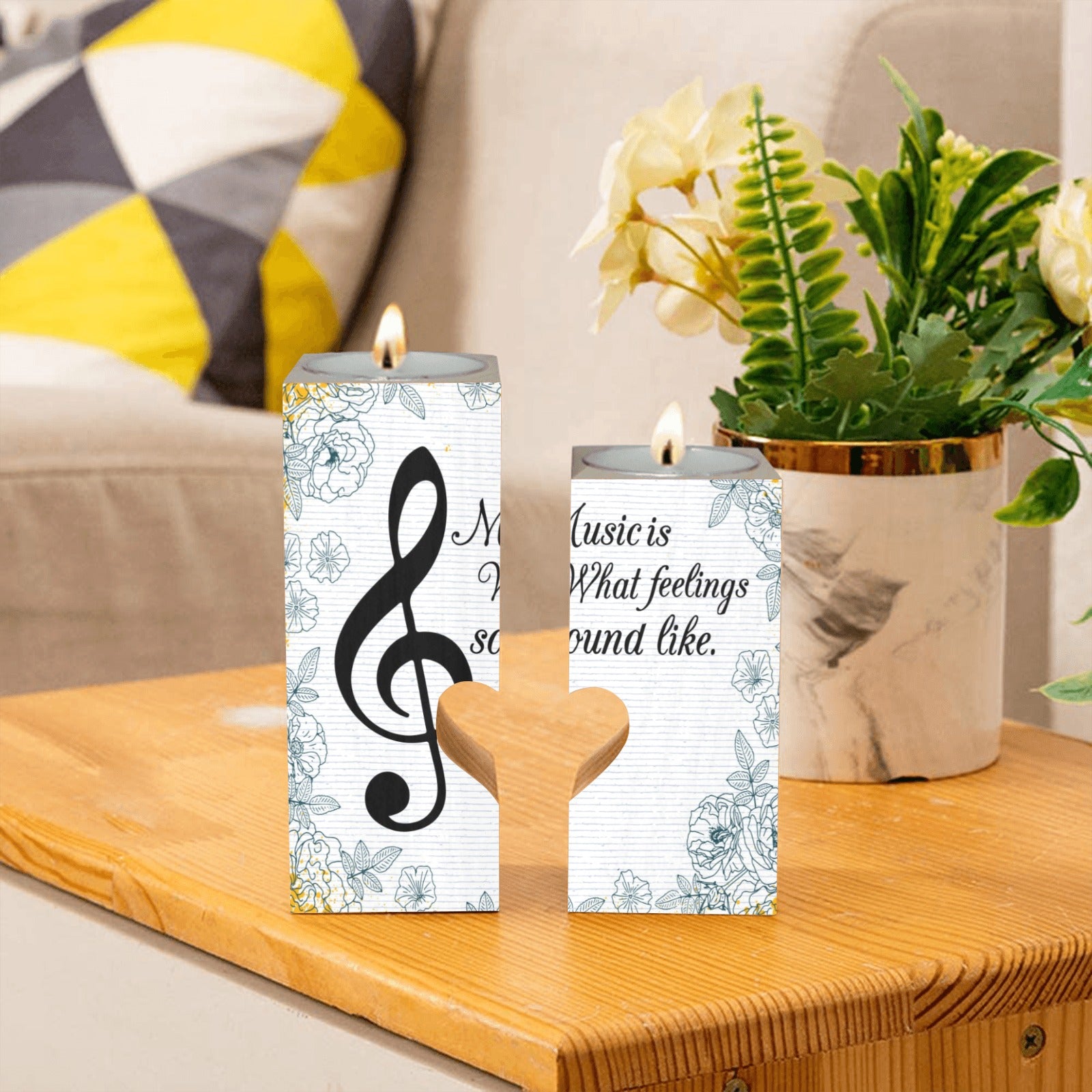 Music Sound Like Heart Candle Holder