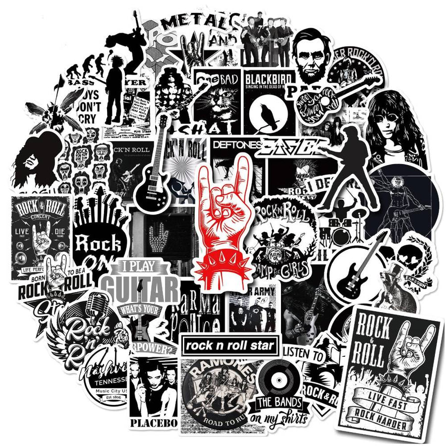 Black N White Band Sticker Set