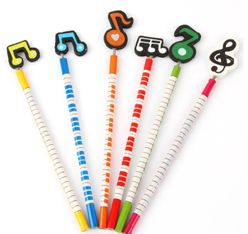 FREE - 6 Pcs / Music Notes Wooden 2B Pencil - Artistic Pod