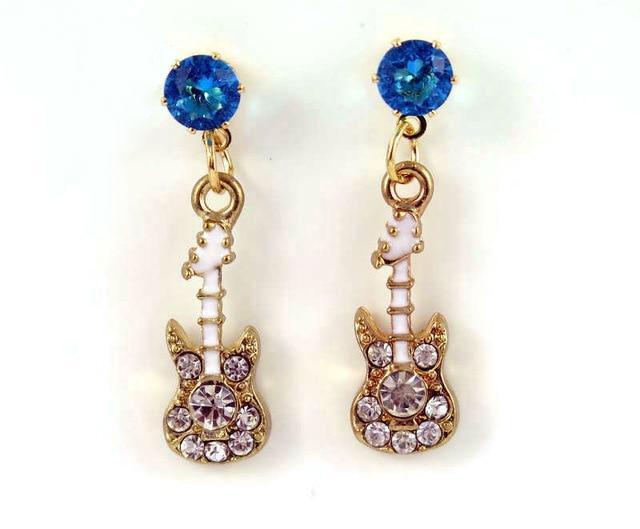 Guitar Rhinestone Stud Earrings