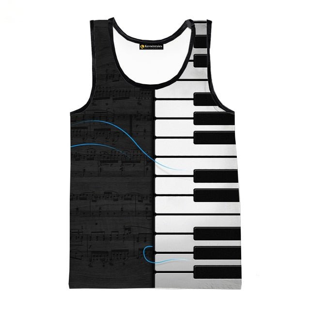 Piano Music 3D Printed Tank Top