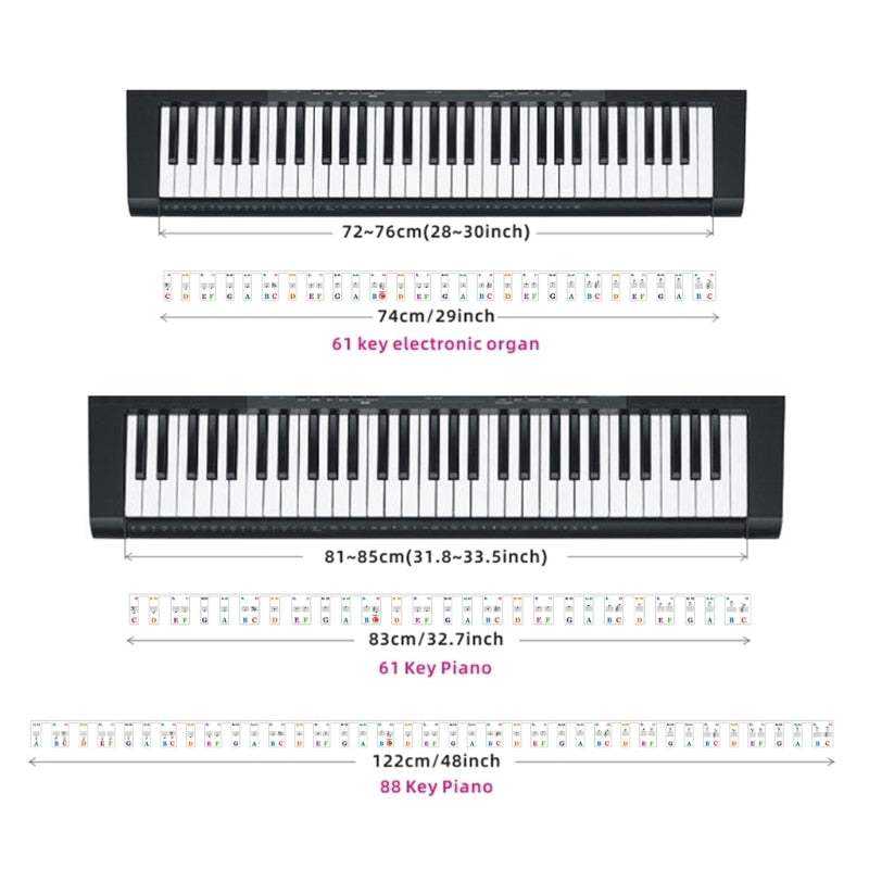 61/88 Keys Removable Piano Key Label Stickers