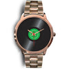 Green Vinyl Record Rose Gold Watch