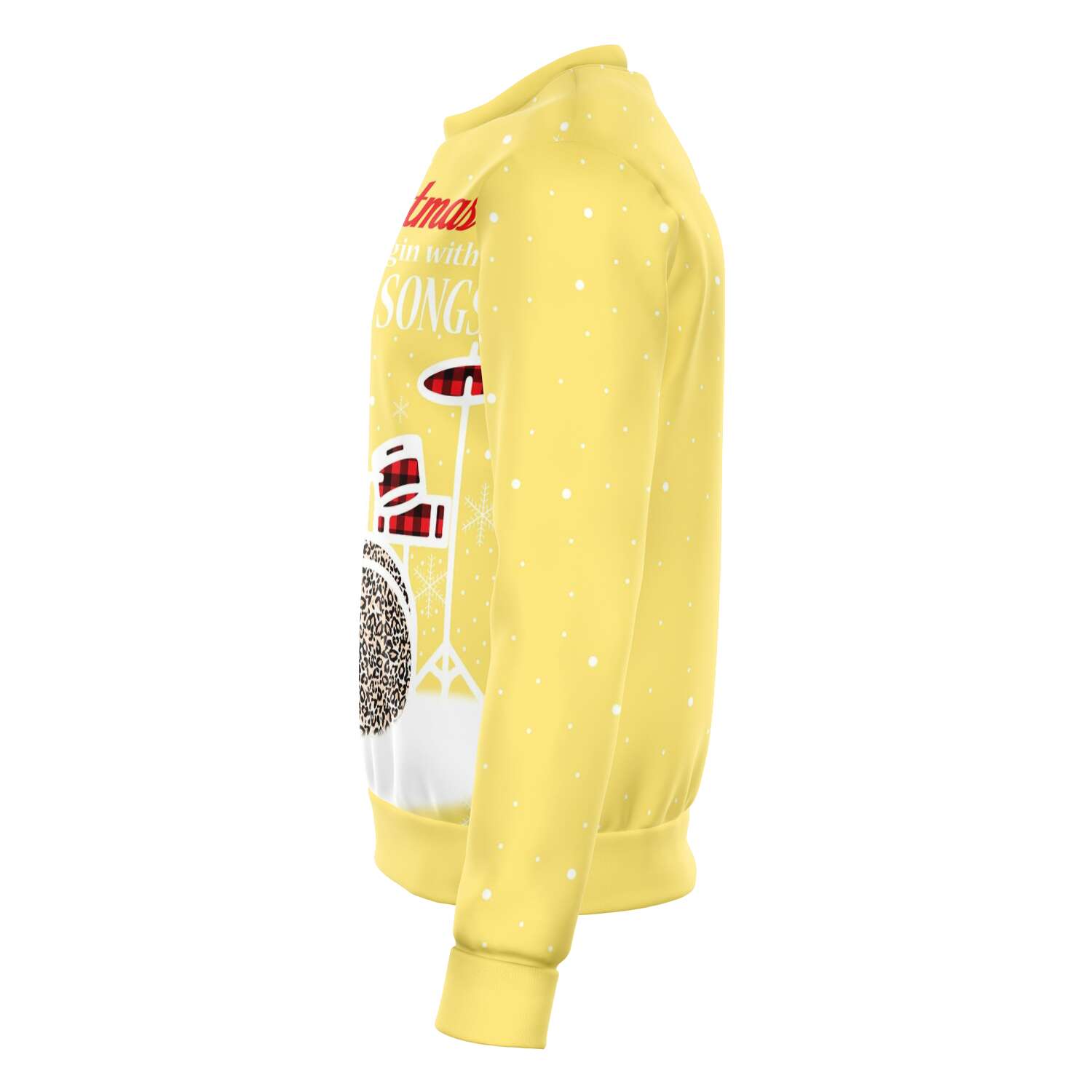 Christmas Begin With Drum Songs Yellow Sweatshirt - { shop_name }} - Review
