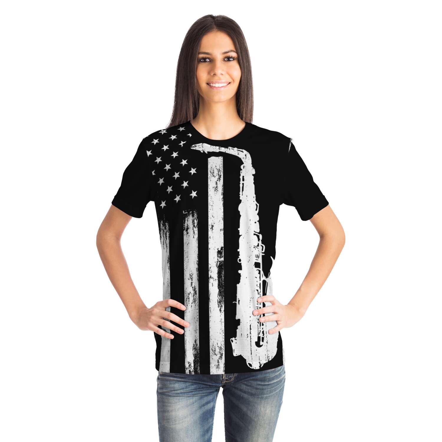 Saxophone American Flag T-Shirt