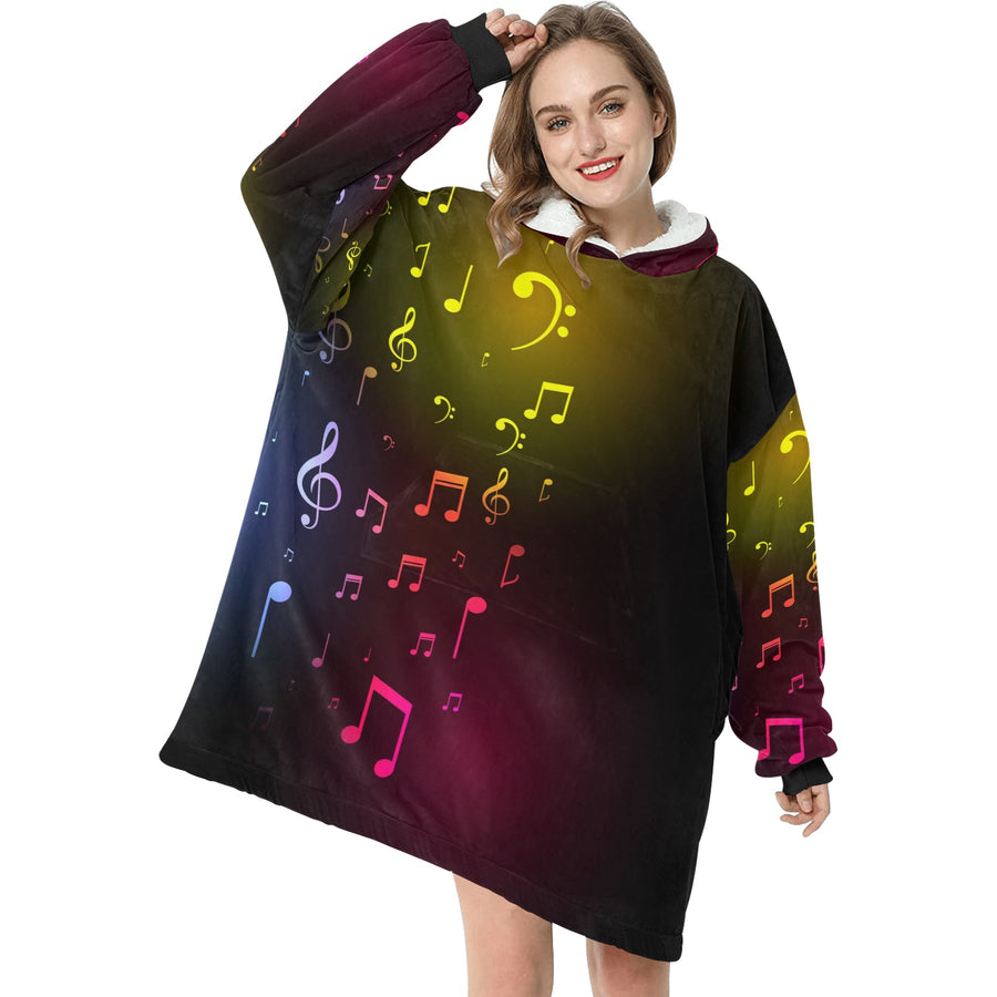 Music Notes Blanket Hoodie