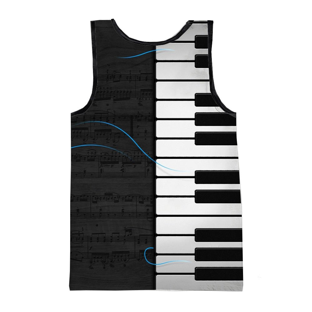 Piano Music 3D Printed Tank Top