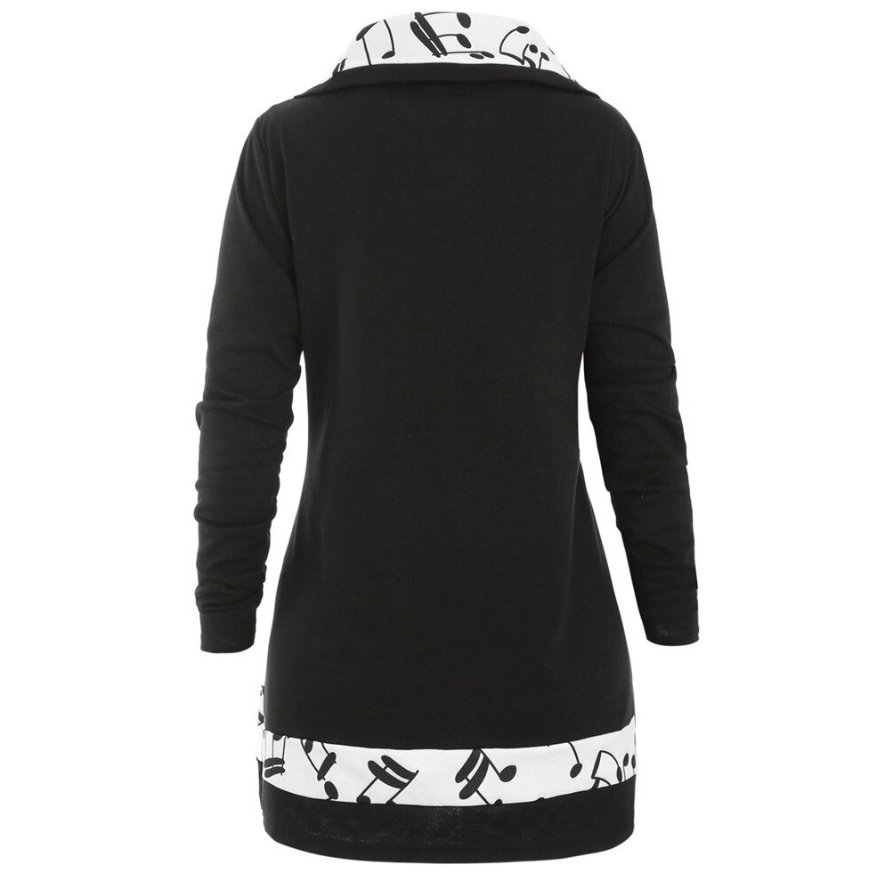Music Notes Cowl Neck Sweatshirt