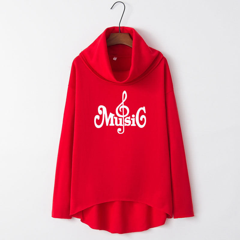 Creative Music Symbol Turtleneck Hoodie
