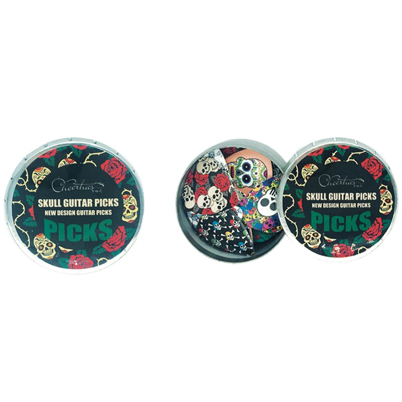 Flame Skull Black Guitar Picks Set