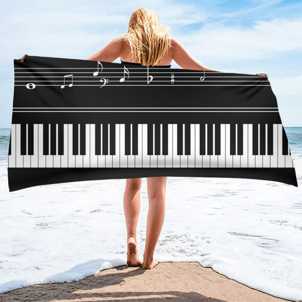 Guitar Piano Music Notes Beach Towel