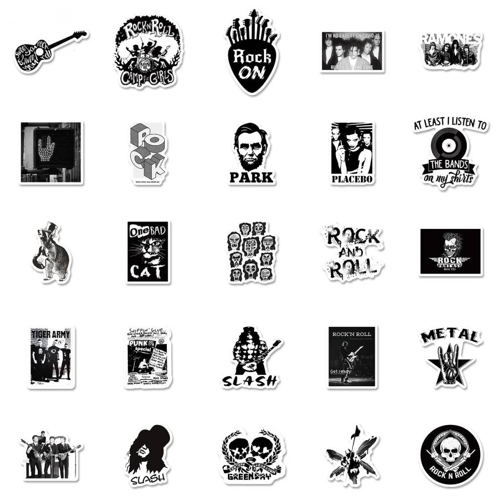 Black N White Band Sticker Set