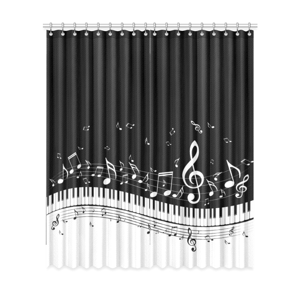 Music Notes And Piano Window Curtains