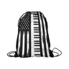 Piano American Flag Drawstring Bags