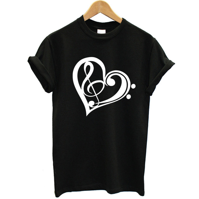 Heart-shaped Music Print T-shirt