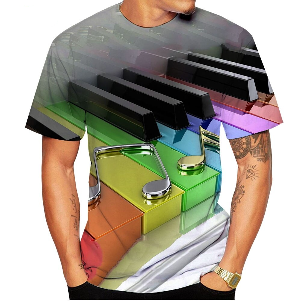 Piano Keys Music 3D Print T-shirt