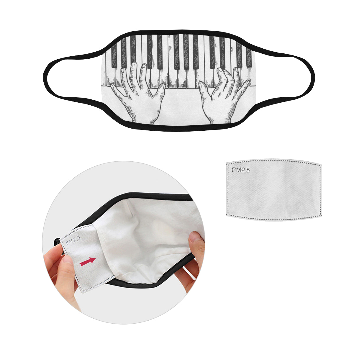 Hands on piano keys Mask