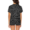 Music Notes Swirl Women's Short Black Pajama Set