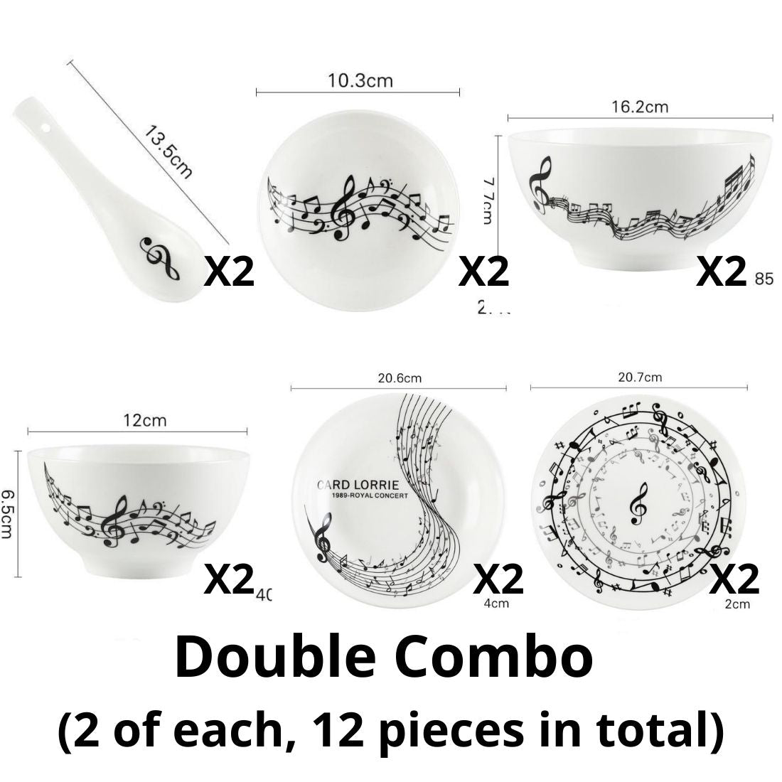 Music Note White Plate & Bowl