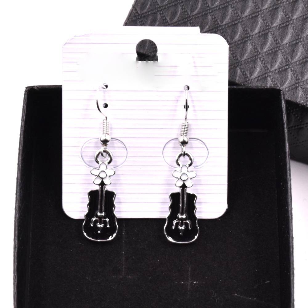 Silver Plated Guitar Earrings