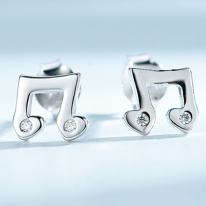 Sterling Silver Music Notes Earrings