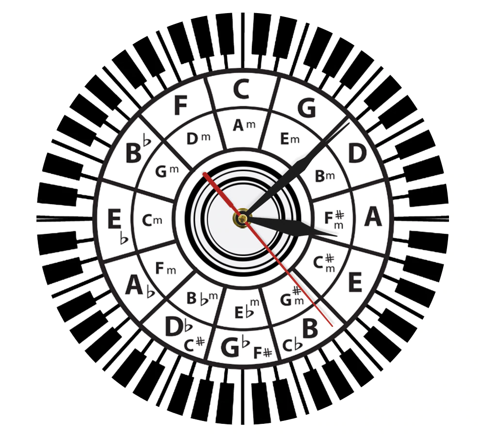 Piano Keys Wall Clock