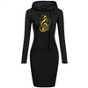 Treble Clef Music Print Hooded Dress