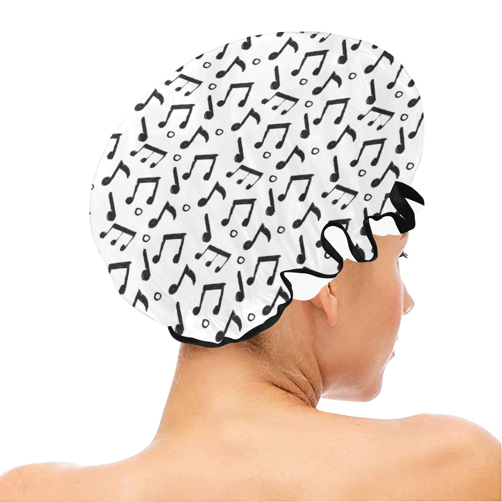 Musical Notes White Shower Cap