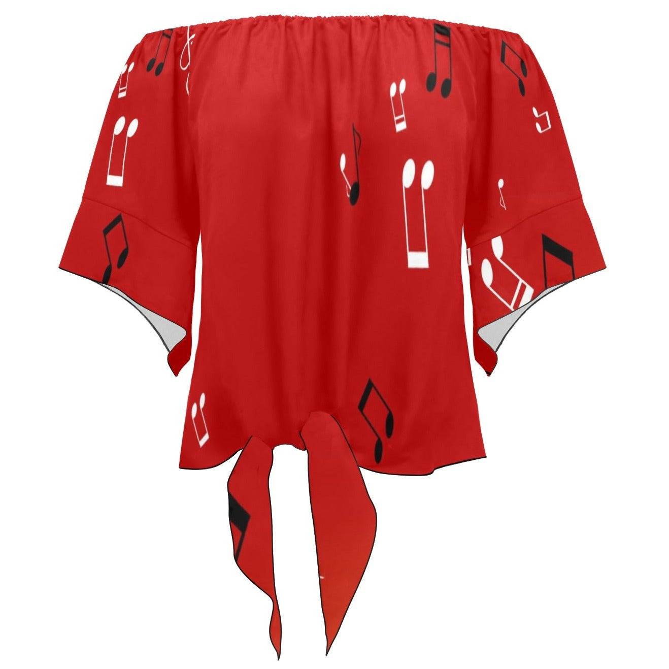 Music Notes Red Blouse Top