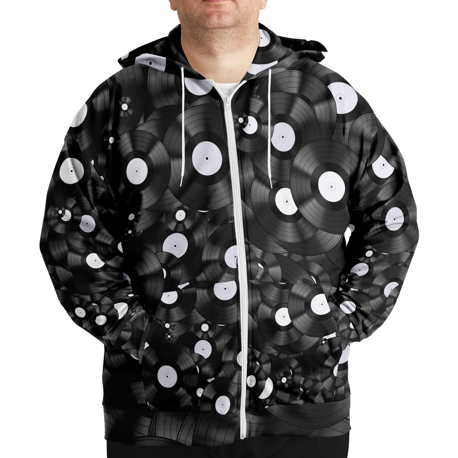 Vinyl Pattern Plus-Size Zip Hoodie