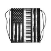 Piano American Flag Drawstring Bags