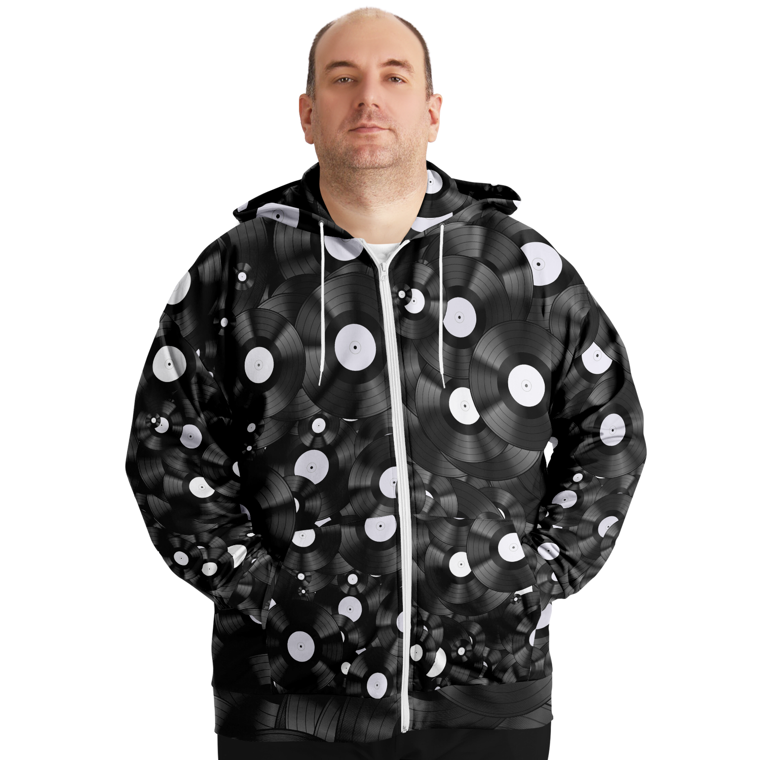 Vinyl Pattern Plus-Size Zip Hoodie